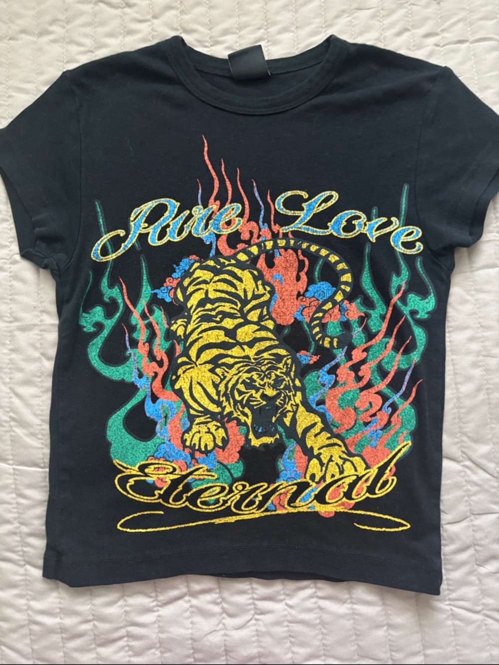 Urban Outfitters Black Tee with Yellow Tiger Graphic